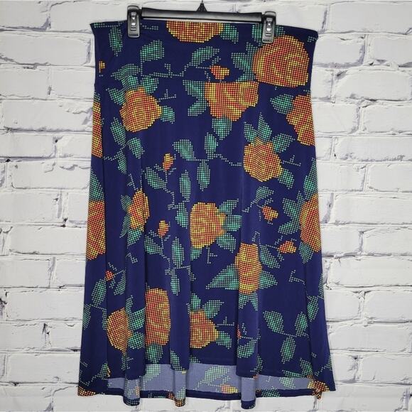 LuLaRoe Azure Digital Rose Print Skirt, size 2XL - Picture 1 of 5